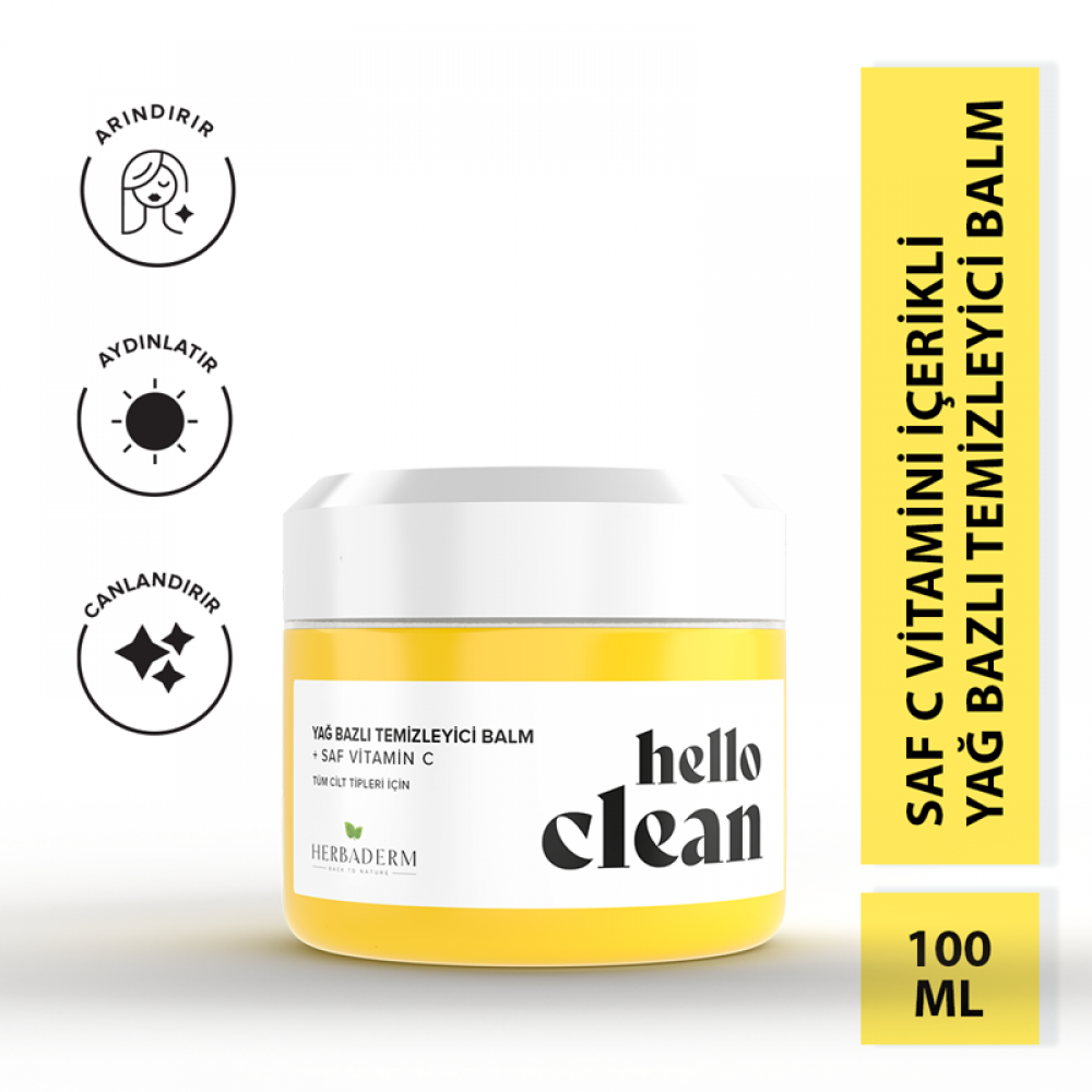 Herbaderm Hello Clean Yağ Bazlı Temizleyici Balm Aydınlatıcı Canlandırıcı + Saf Vitamin C