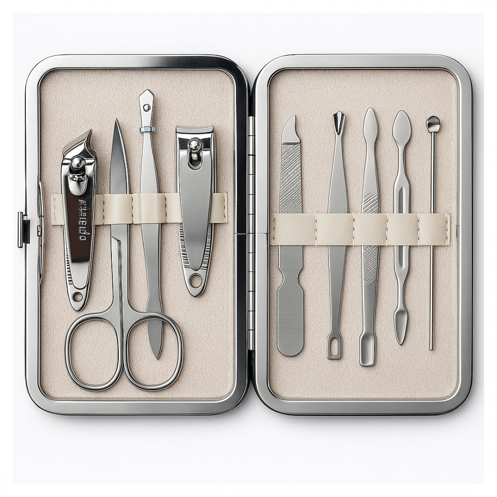 9 Parça Manikür Pedikür El Ayak Tırnak Makası Seti Çantalı Paslanmaz Çelik