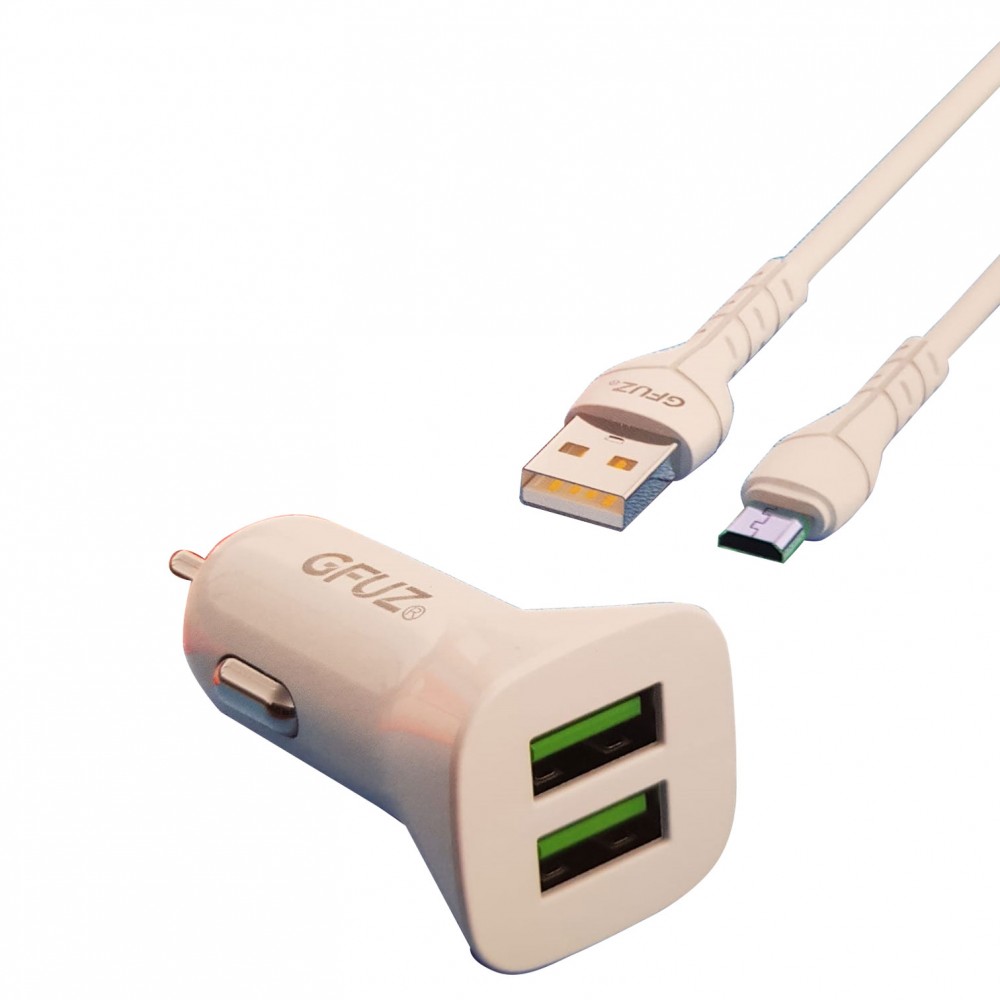 Gfuz 12w Çift USB Hızlı Araç Çakmaklık Şarjı + Micro Usb Kablo