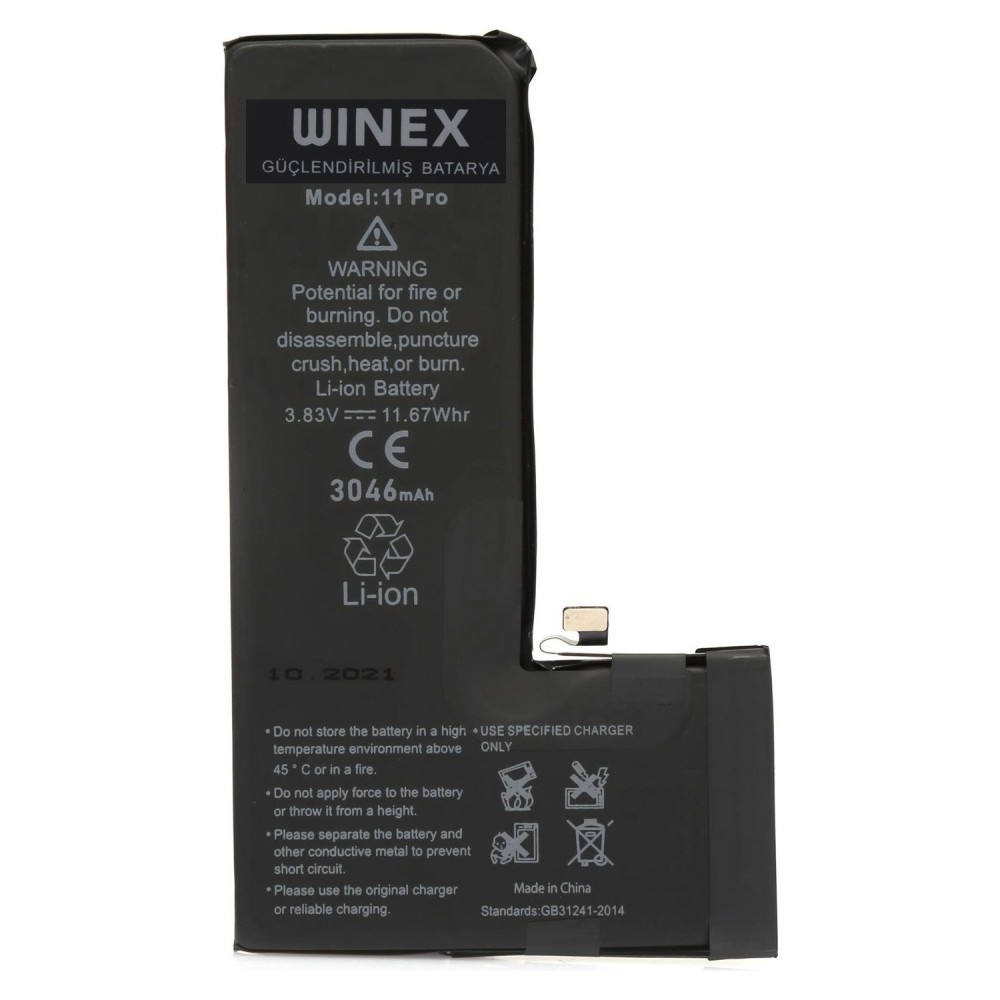 Winex iPhone 11 Pro Güçlendirilmiş Premium Batarya