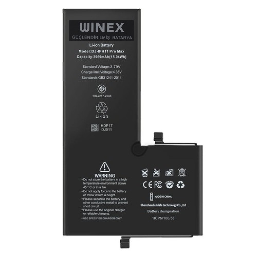 Winex iPhone 11 Pro Max Güçlendirilmiş Premium Batarya