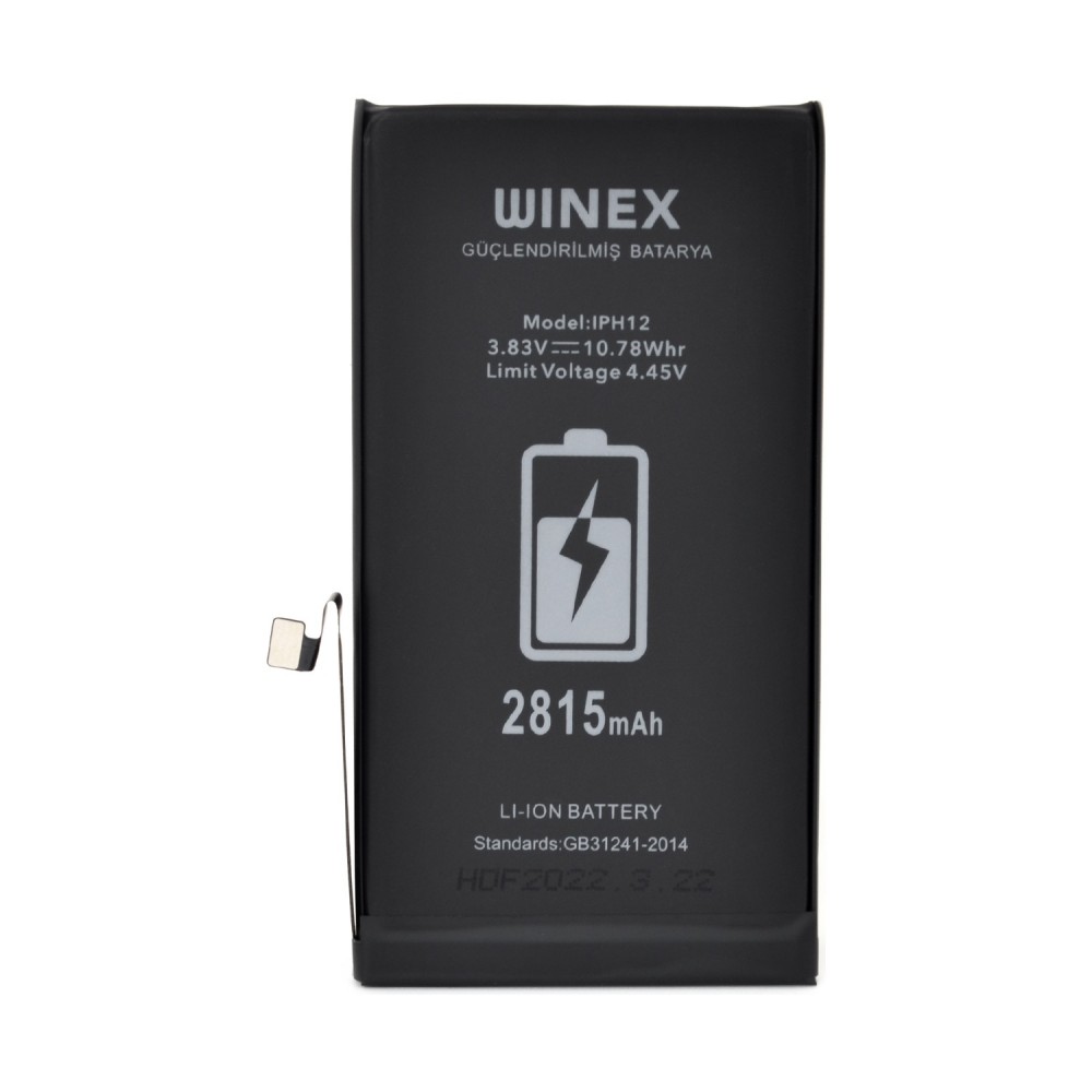 Winex iPhone 12 Güçlendirilmiş Premium Batarya