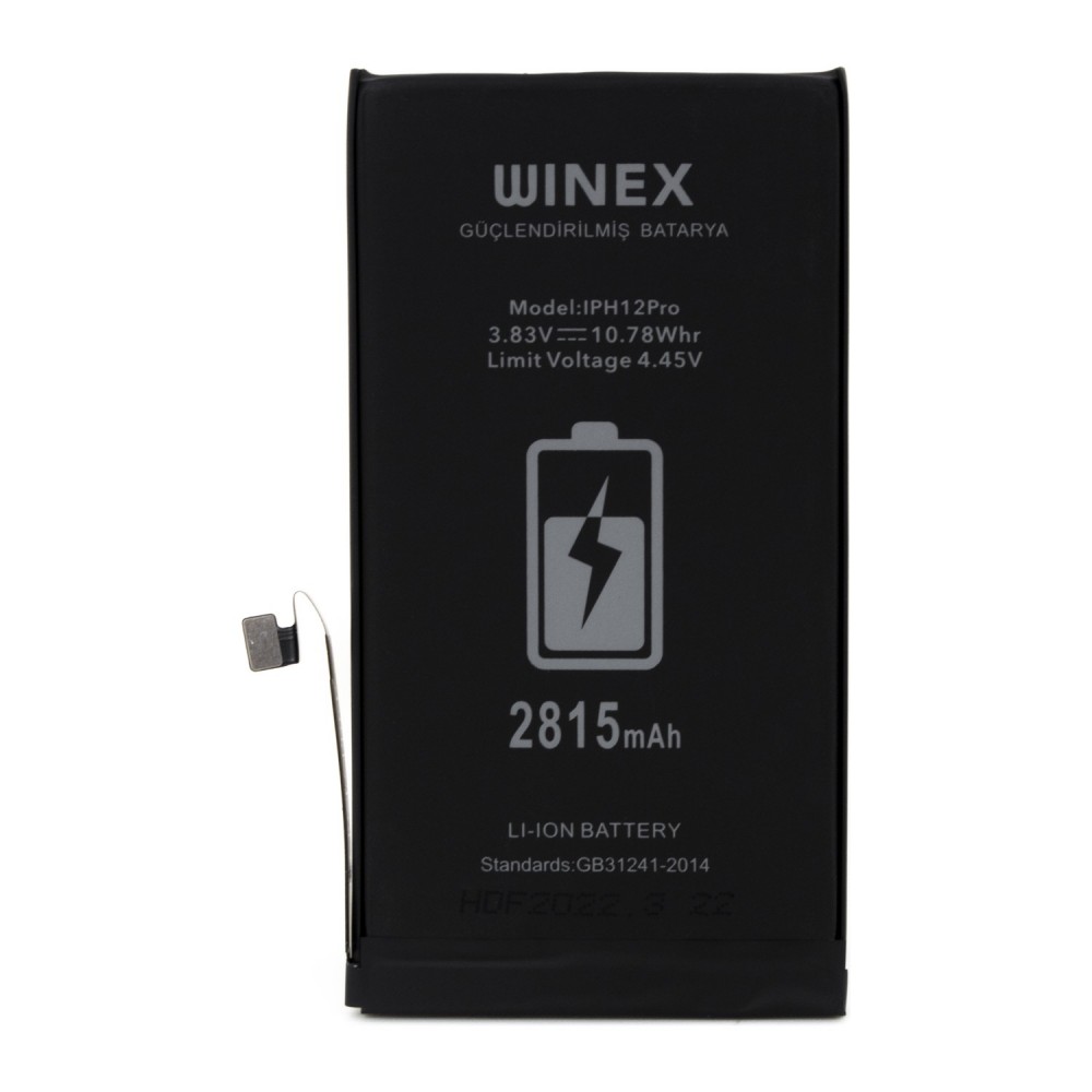 Winex iPhone 12 Pro Güçlendirilmiş Premium Batarya