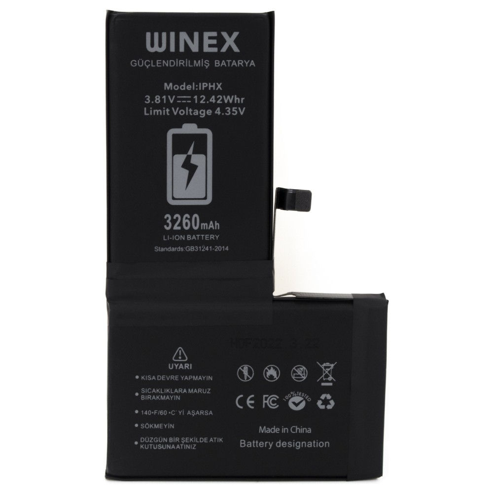 Winex iPhone X Güçlendirilmiş Premium Batarya