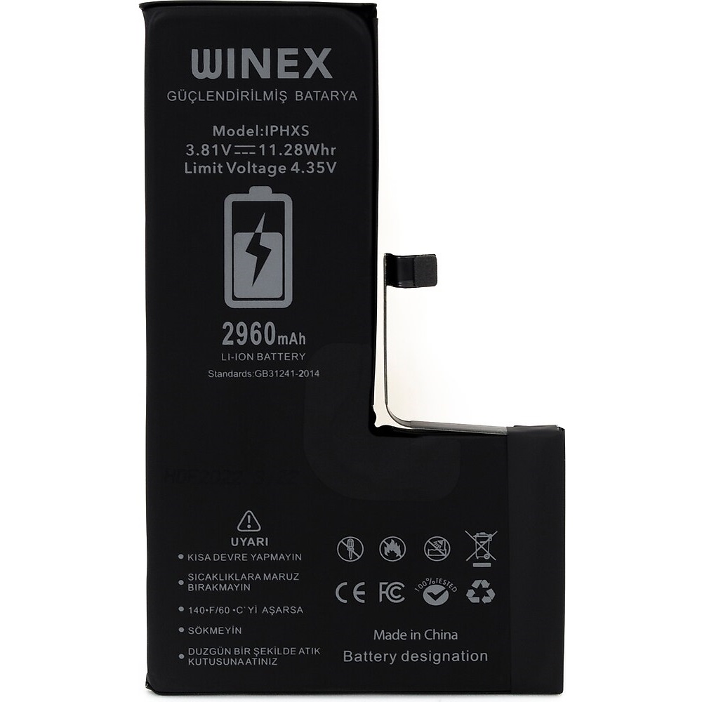 Winex iPhone XS Güçlendirilmiş Premium Batarya